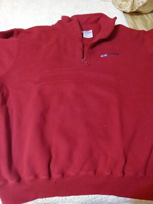 Reebok Red Logo Half Zip Sweatshirt Size Large
