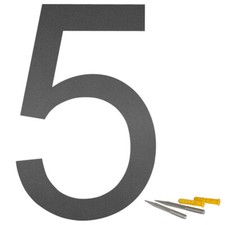 Numéro de Maison en Acier Inoxydable "5" Police Arial Anthracite mat 20cm V2Aox