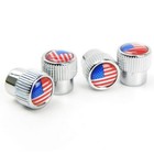 US Flag Tire Valve Stem Caps BMW Universal Cars, 4 Pcs Silver