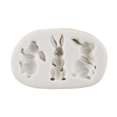 3D Silicone Cake Mould Easter Three Rabbits Decorat Mold Chocolate Baking Tool
