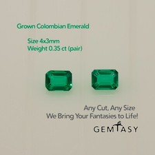 Cut stone - Emerald Colombian hydrothermal lab grown, 4x3mm 0.35ct (pair)