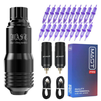 Mast Tour S Tattoo Rotary Pen Machine Kit With 2 Wireless Battery 20 Needles Set