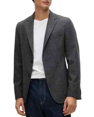 $595 Hugo Boss Dark Grey P Hanry Stretch Flannel Slim Fit Blazer