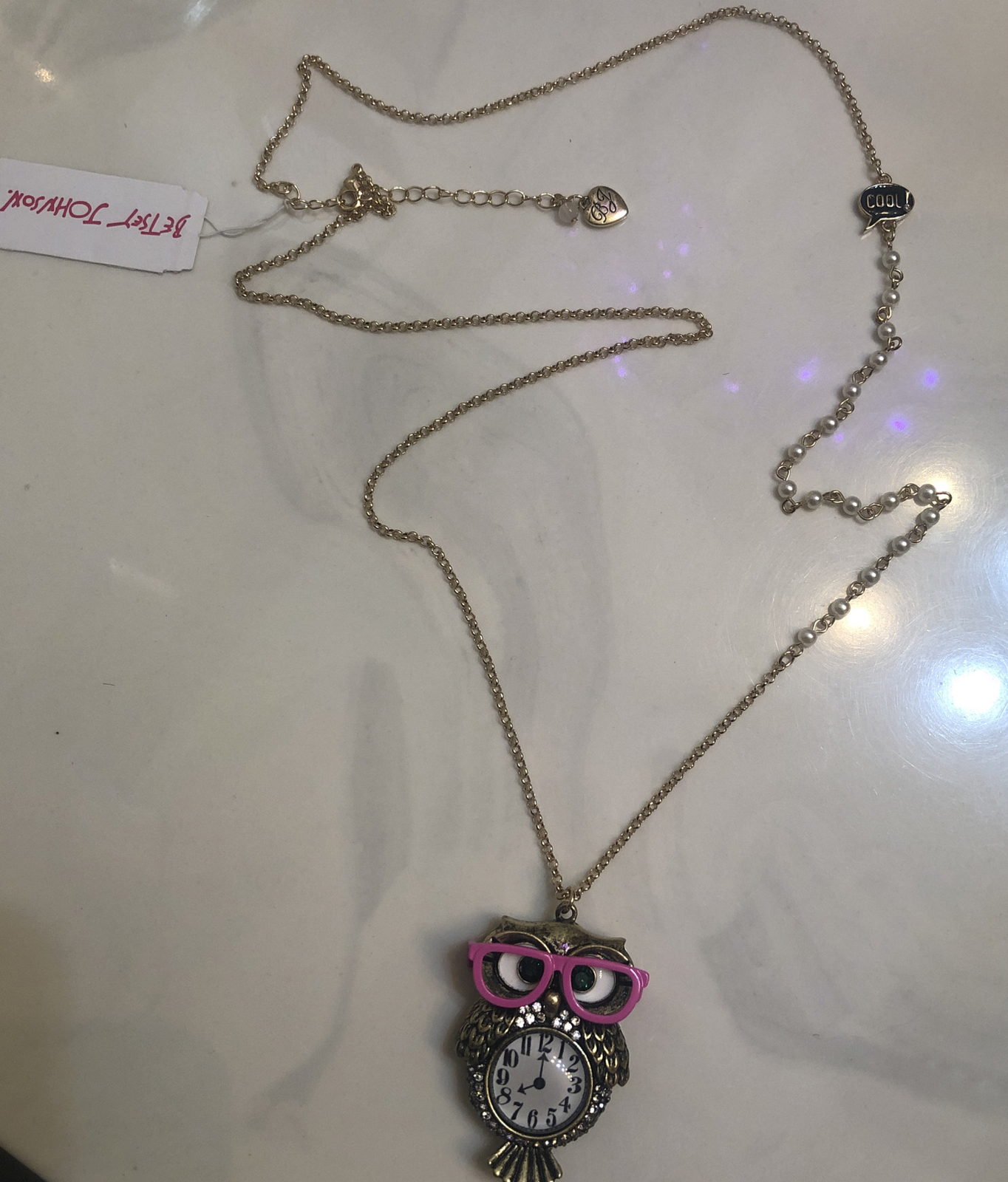 Betsey Johnson "Back To Cool" Owl Pendant Necklace And Earring Set NWT
