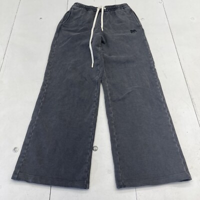 MO & Co Black Washed Bootcut Drawstring Trouser Sweatpants Women s Size Small