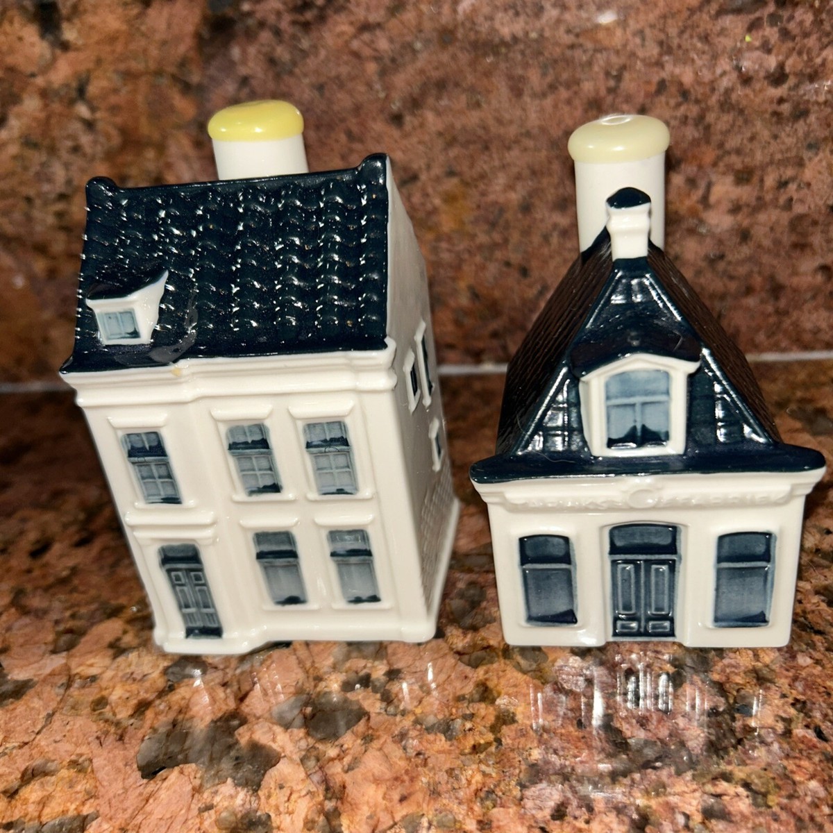 2 KLM BLUE DELFT MINIATURE HOUSES #98 2017, #99 -2018, DUTCH KLM