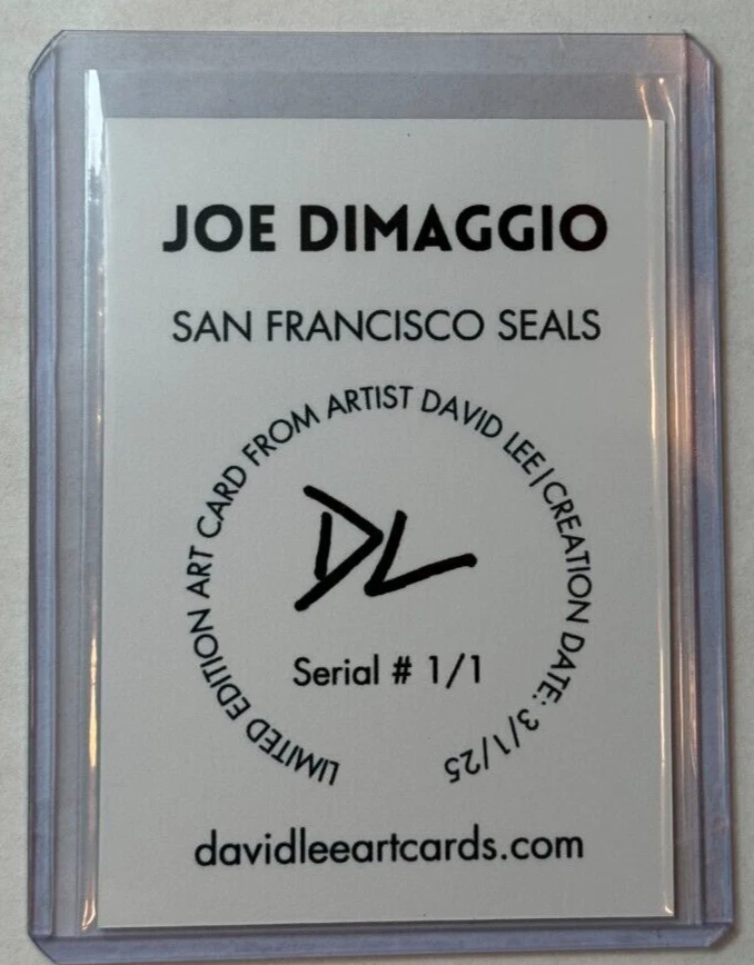 Tarjeta comercial Joe DiMaggio platinada firmada por artista "San Francisco Seals" 1/1 Foto 2 de 2