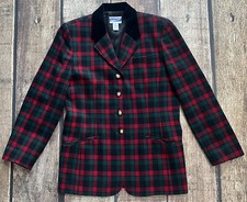 VINTAGE PENDLETON TARTAN PLAID PURE VIRGIN WOOL BLAZER USA MADE WOMENS 10 EUC