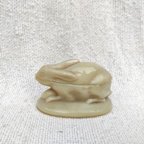 Vintage Vallerysthal French Opaline Glass Caramel Shade Rabbit Shape Pot G1089 - Picture 2 of 7