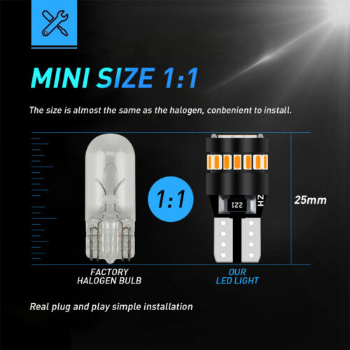 21SMD LED T10 168 Front Side Marker License Plate Tag Light Bulb Amber Yellow - Bild 2 von 6