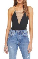 Astr The Label Women's Black Boom Boom Bodysuit Top Size L L16648