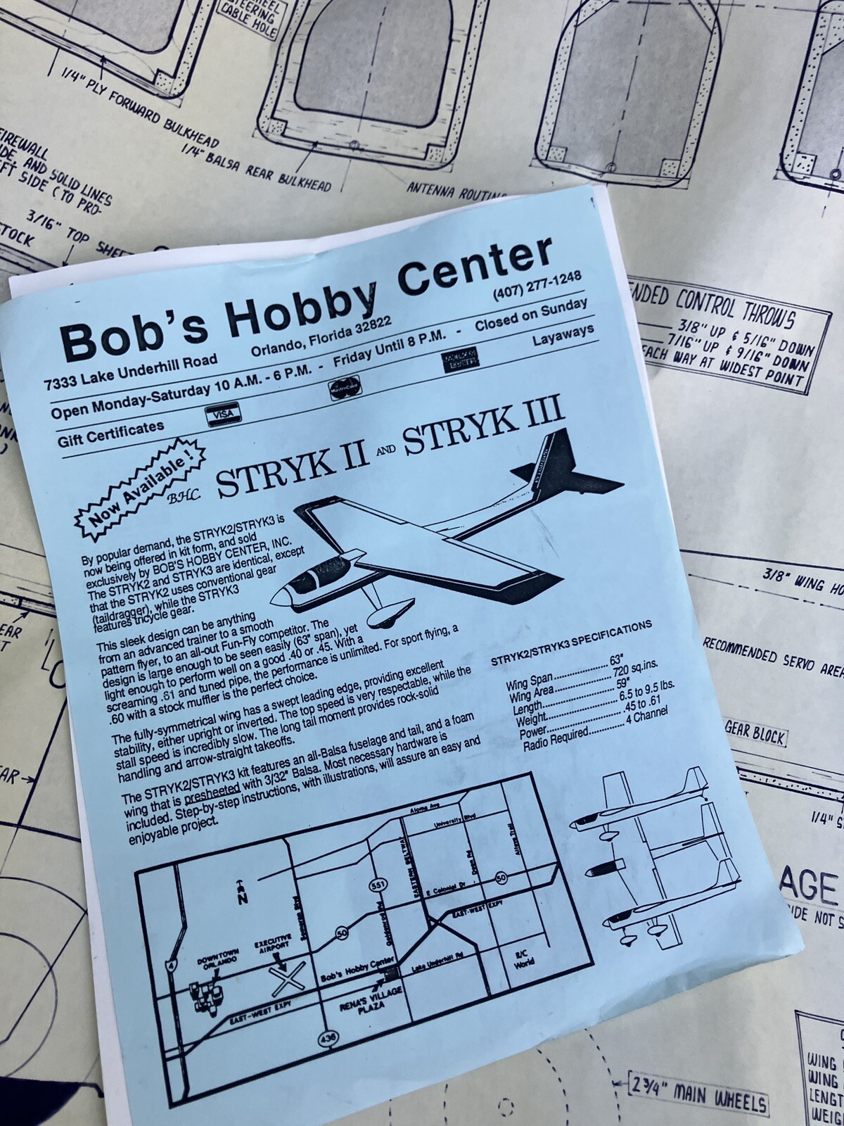 Bob’s Hobby Center Stryk II Balsa Foam R/c Model airplane Kit