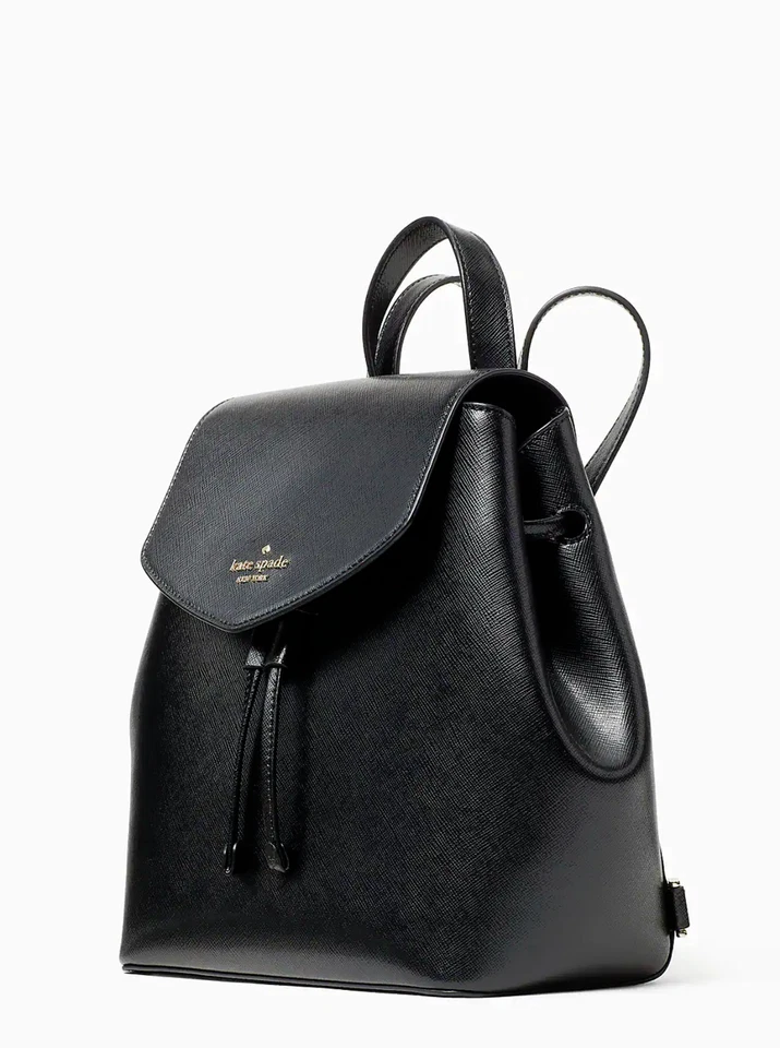 Nueva Mochila Kate Spade Lizzie Mediana Cuero Solapa Negra Nueva con Etiquetas $359 Foto 2 de 4
