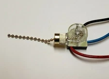 3 Way Canopy Pull Chain Fan Light Switch 3 Wire 2 Circuit 4 Position NEW 31185K