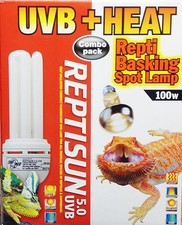 ZOO MED HEAT BASKING SPOT - 100 WATT AND UVB 5.0 - 26 WATT COMBO PACK - FSC-1