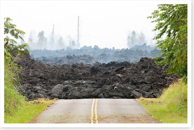 Kilauea Volcano Lava Blocking Road Leilani Estates 2018 Silver Halide Photo