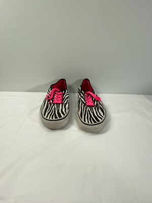 Vans Black & White Zebra Canvas Lace Sneakers, Size Men US 7 W US 8.5, Pre-Owned