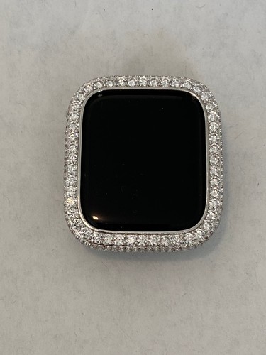 Series 10 Apple Watch Band Women Silver & or Apple Watch Cover Lab Diamond Bling - Picture 8 of 10