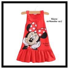 Girls Red Minnie Mouse Tank Dress, Disney Dress, Size 12 Months thru Size 6