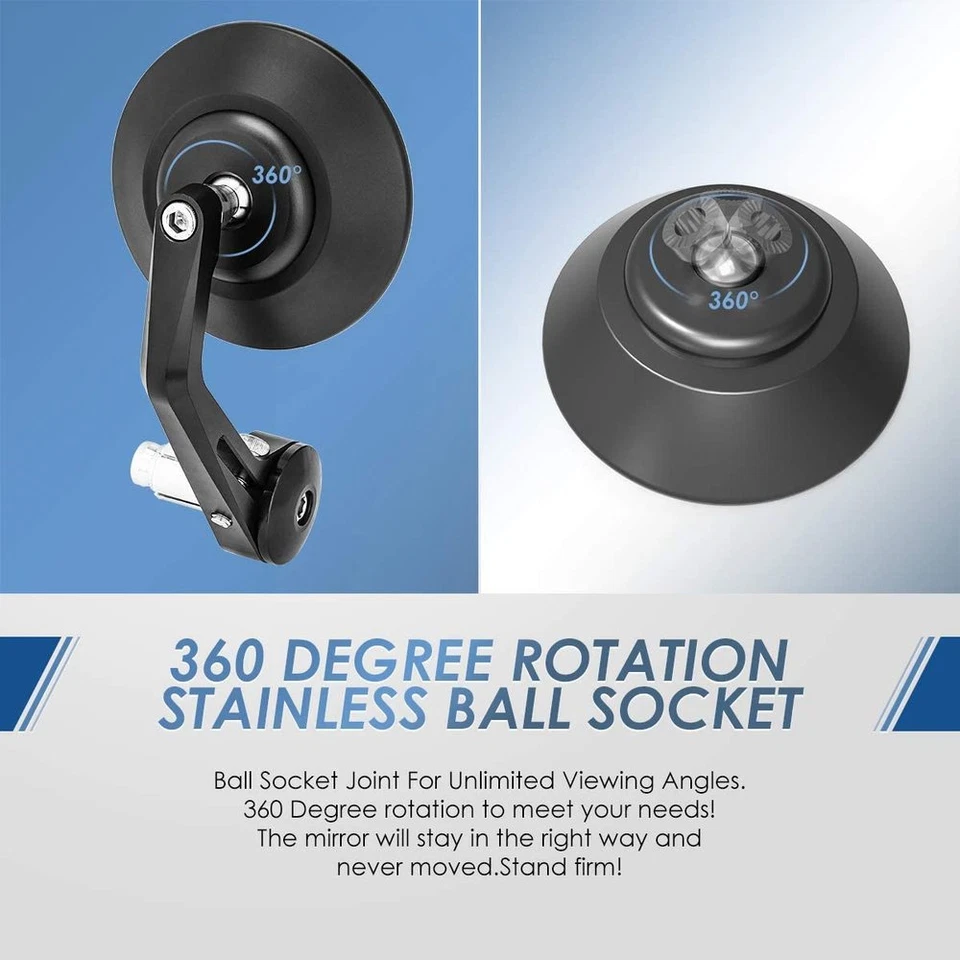 2xFor Bobber Cafe Racer Motorcycle Round 7/8" CNC Bar End Rearview Side Mirrors - Image 4 of 4