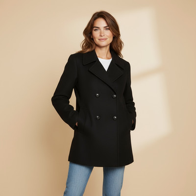Massimo Dutti Black Trench Coat Jacket Size 38 Lined Womens EUC