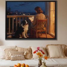 Oil Painting Dog Border Collie Canvas Print Living Room Decor Dog Artwork Art