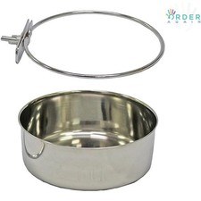 Pet Stainless Steel Cage Bowl with Clamp Holder for Small Animals Water Food