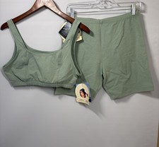 VTG Cherokee Shorts  Bra Set DuPont Coolmax Sage Green Women  s XXL Deadstock