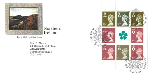 1994 Northern Ireland Booklet Pane Belfast Cancellation First Day Cover