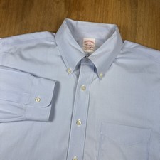 Brooks Brothers Regular Fit Long Sleeve Dress Shirt Mens 16 32 Blue Micro Check