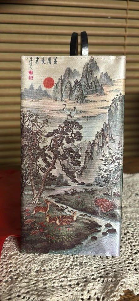 Винтажный 1980-х шелковый бумажник новый в упаковке Корея 7,5» с пластиковой сумкой для покупок Гонконг - Изображение 3 из 4