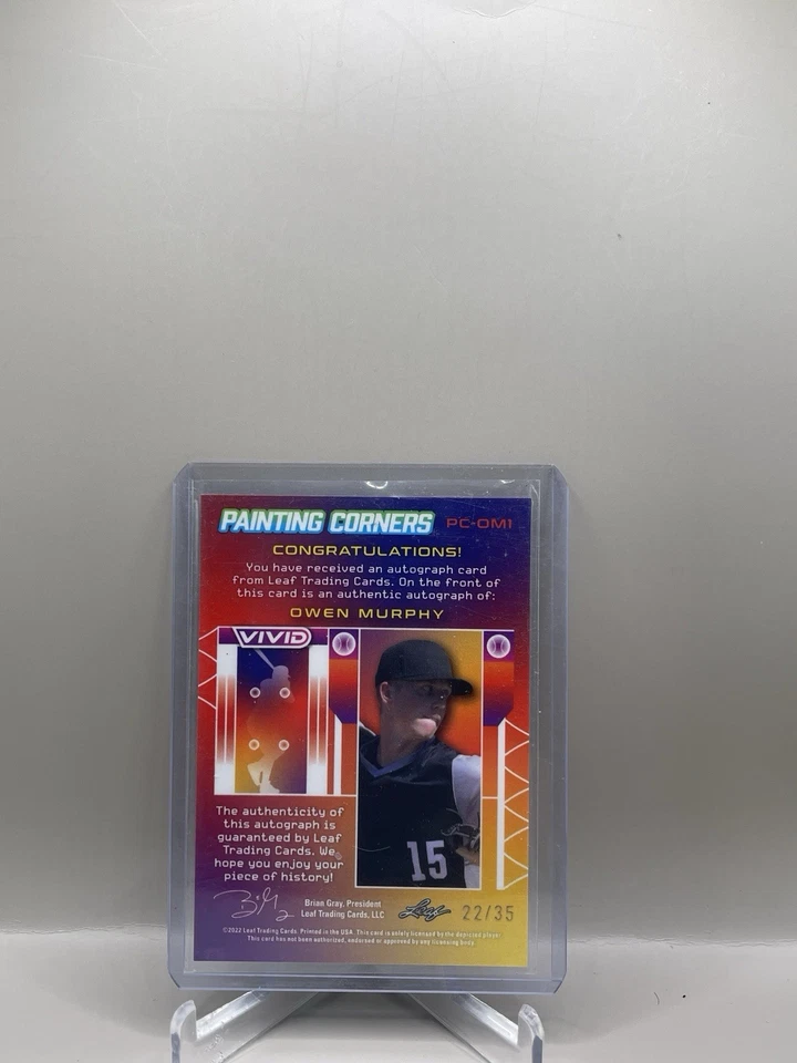 2022 Leaf Vivid Owen Murphy Painting Corners Red Auto /35 Atlanta Braves SP - Image 2 of 2