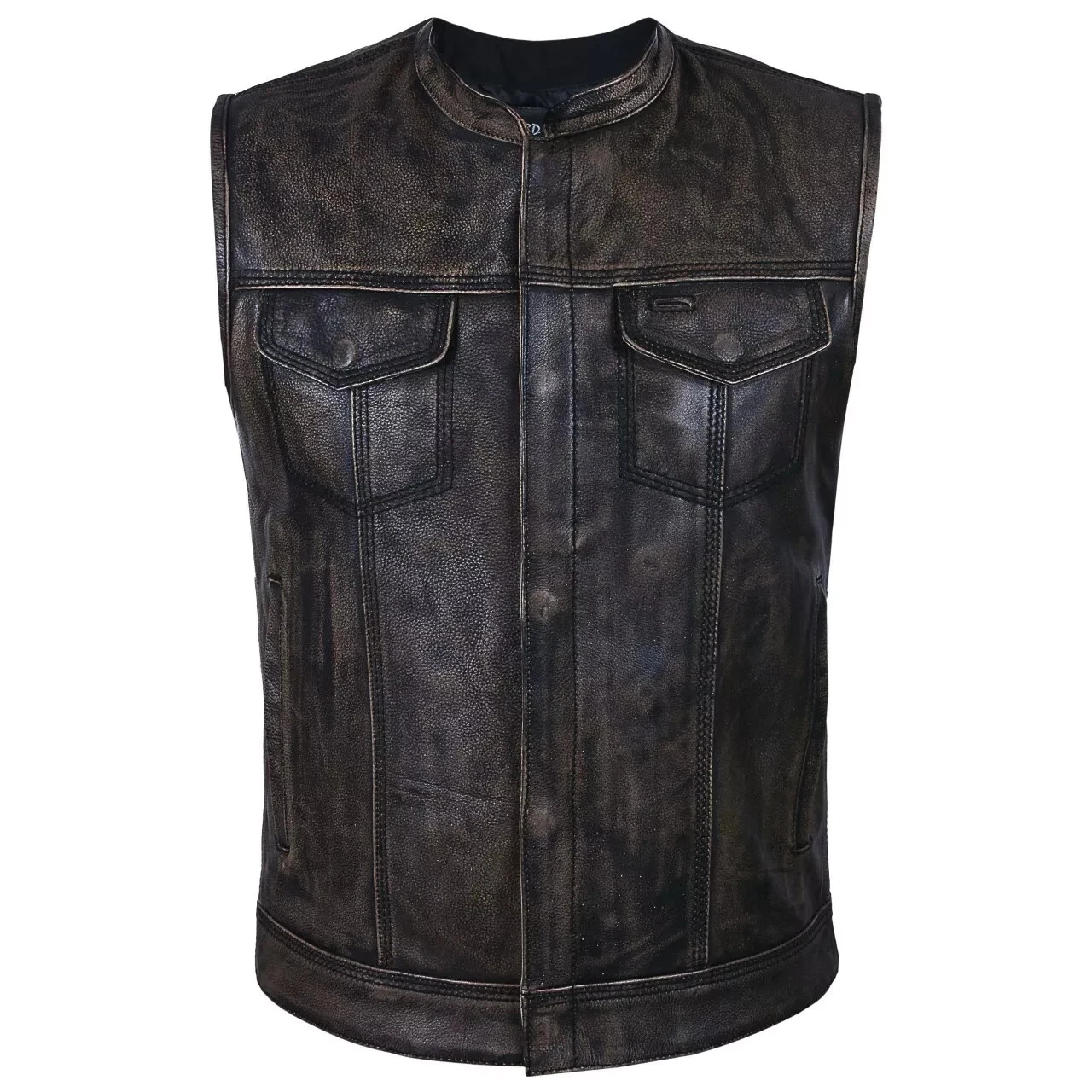 ARD Men's SOA Motorcycle Vest Distressed Cowhide Leather Biker Club Style