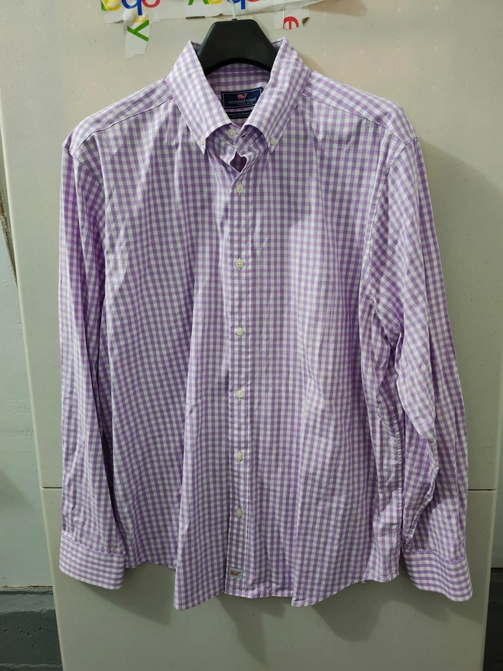 Vineyard Vines Shirt Mens XL Purple Murray Classic Fit Button Down Gingham Plaid - Image 2 of 4