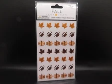 Fall Paper crafts Leaves/Football/Pumpkin glitter stickers 35pc