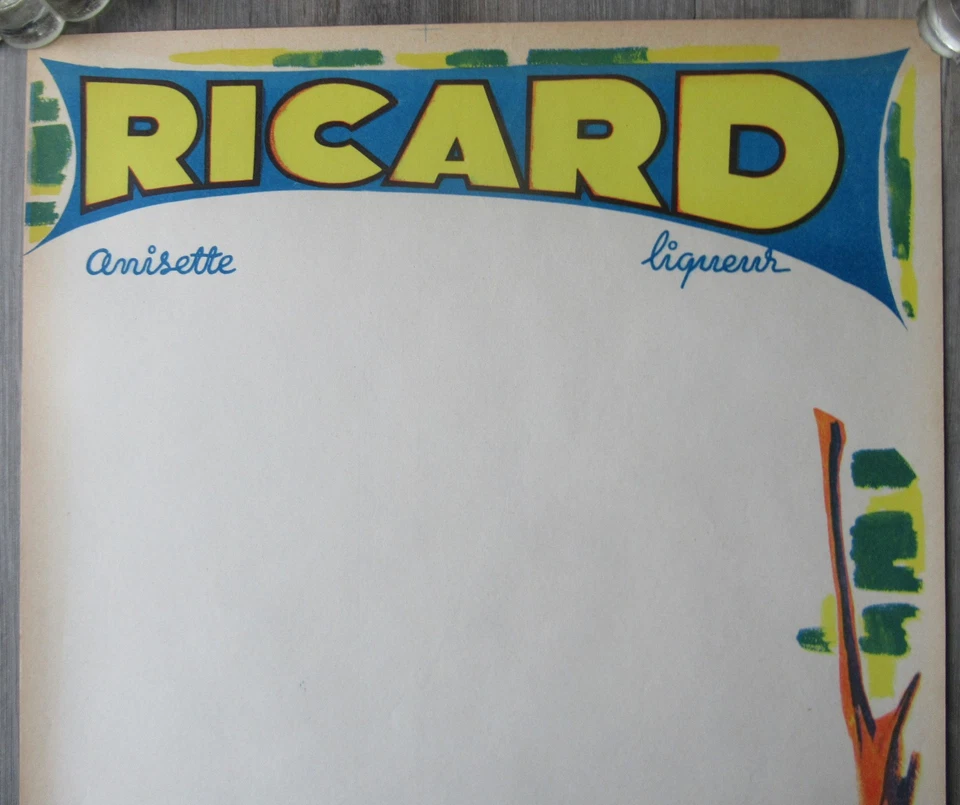 RICARD - ANCIENNE AFFICHE ORIGINALE NEUVE PETANQUE - 1950 G. POTIER - 50 x 32 cm - Photo 3/4