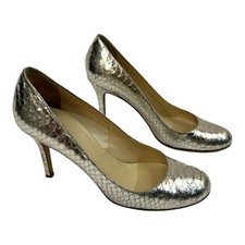 Kate Spade New York Pumps Heels Gold Leather Reptile 8 1/2 B Italy Holiday 268
