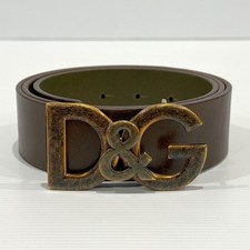 Vintage 2009 Dolce & Gabbana D&G Brown Leather Belt Gold Buckle Size 95/38