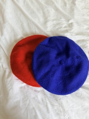 Two Pack Small Sized Classic French Beret Hats In Red And Blue