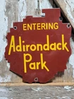 VINTAGE ADIRONDACK PARK PORCELAIN SIGN OLD STATE NATIONAL NEW YORK LODGE CABIN