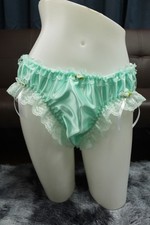  A18 2XL/ElasticW.24-42" VTG Style Green Satin Bikini Panties Knickers Underwear