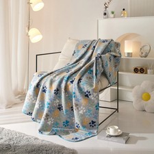 Gray Paw Print Fleece Throw 50x60 in - Cozy Plush Blanket, Mother's day Gifts