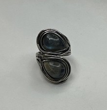 Vintage 925 Sterling Silver Labradorite Ring / Size 5.25