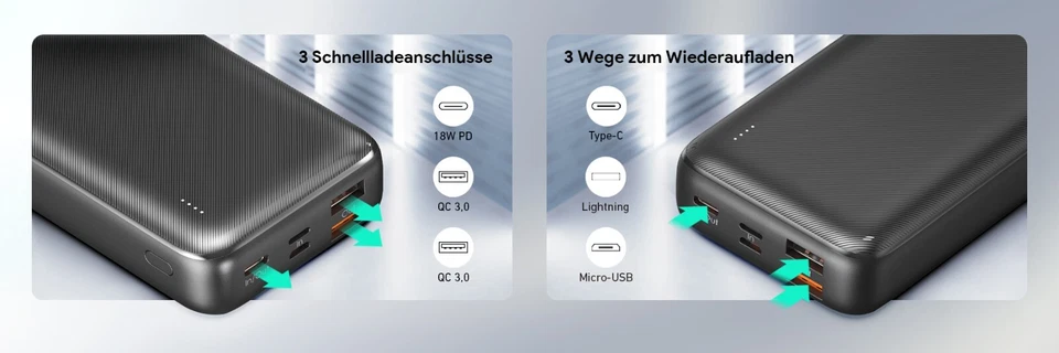 AUKEY PB-N74S Basix Plus 22,5W PD QC 3.0 20000mAh Powerbank - Bild 4 von 4