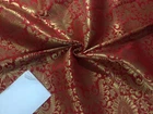 Silk Brocade fabric red with metallic gold 44" wide