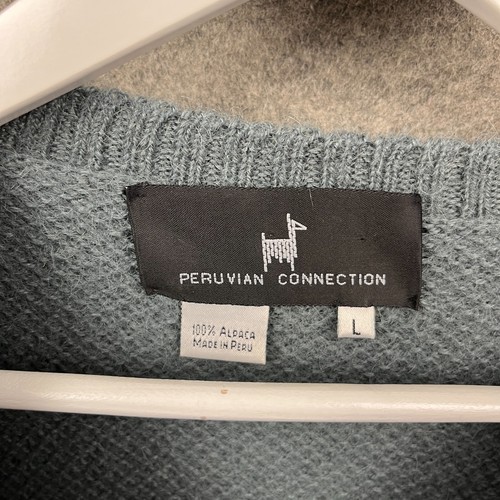 Peruvian Connection Jumper Mens Large Blue 100% Alpca Sweatshirt Knitted Sweater - Picture 4 of 6