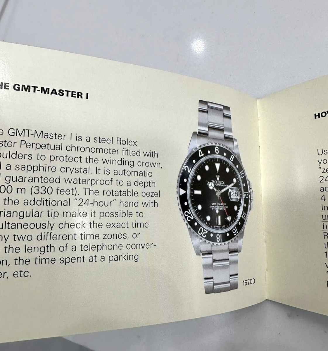 GENUINE Vintage Rolex GMT Master Pepsi 16700 Watch Box Booklet Tag