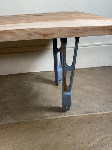 Handmade Solid Ash Wood Live Edge Large Coffee Table Grey Metal Legs Industrial - Picture 11 of 12