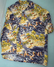 Vintage Paradise Found Hawaiian Shirt Large L Lucky Beach Hula Wear Rayon Birds