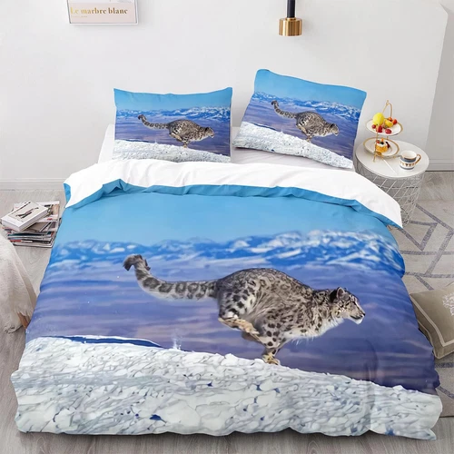 Fierce Snow Leopard Duvet Cover Quilt Cover King Pillowcase Bedding Set